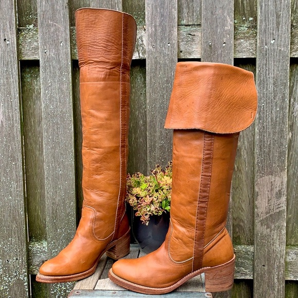 FRYE True Vintage Black Label Over the Knee Tall Brown Boots, Size 8 - Picture 5 of 11